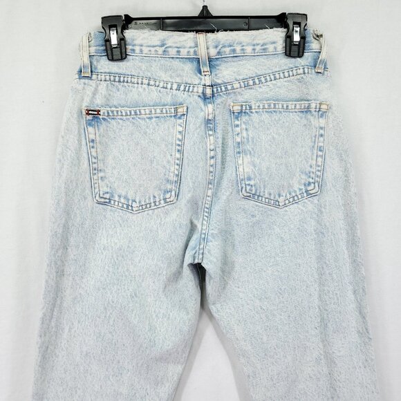 Alice + Olivia Distressed Slouchy Straight Jeans Size 28 Loose Fit Torn Raw Hem - Picture 15 of 16